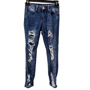 Rue 21 Ankle Jegging Jeans size 0 Distressed Destroyed Mid Rise 24 in Waist